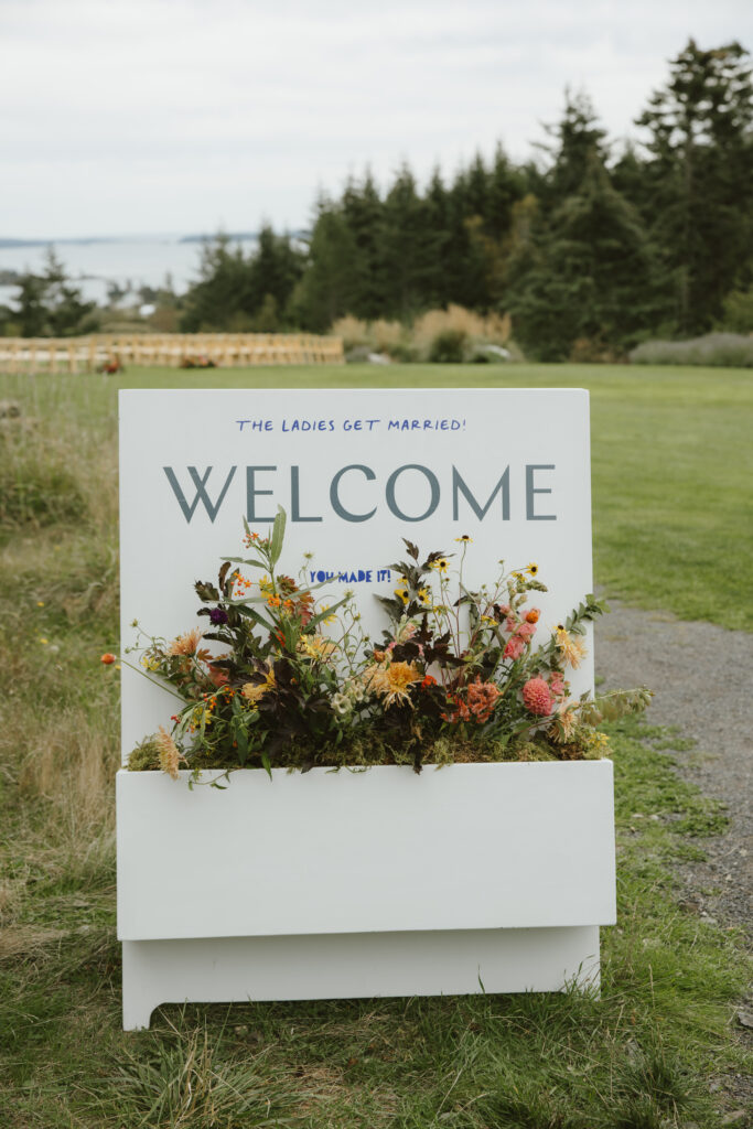 Welcome sign at Saltwater Farms
