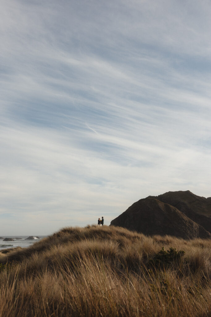 Elopement couple at Amiya's Beach in Brookings, OR