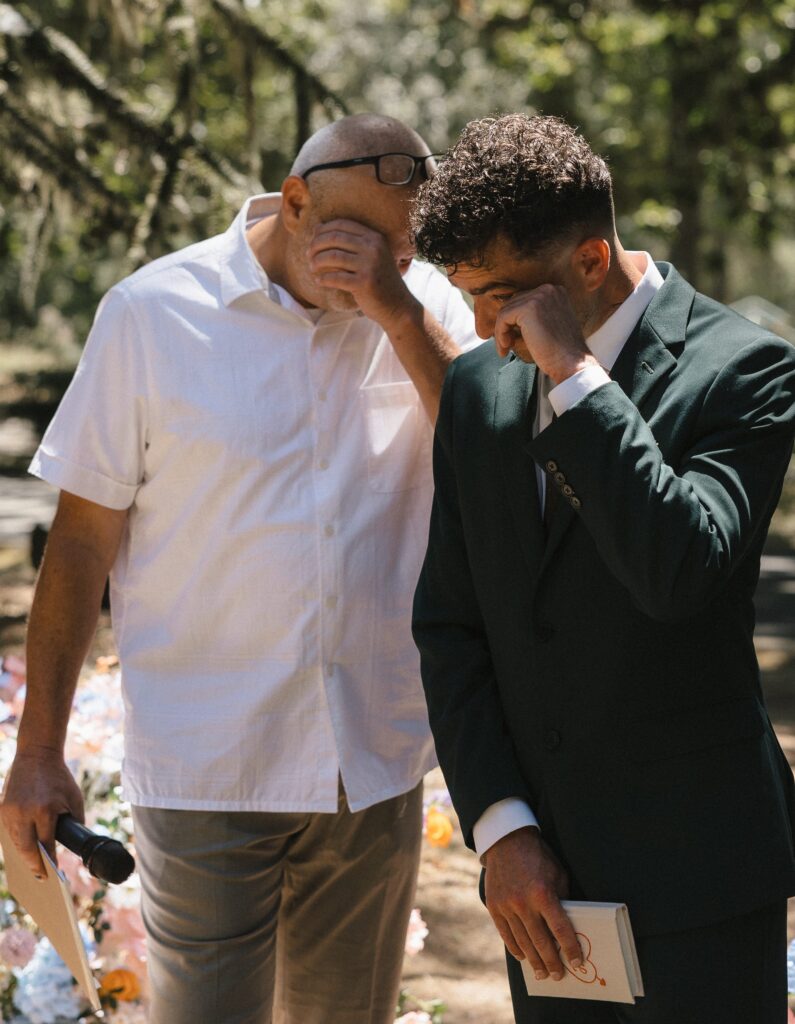 Emotional wedding vows exchanged at Oregon intimate wedding with Levi’s dad officiating