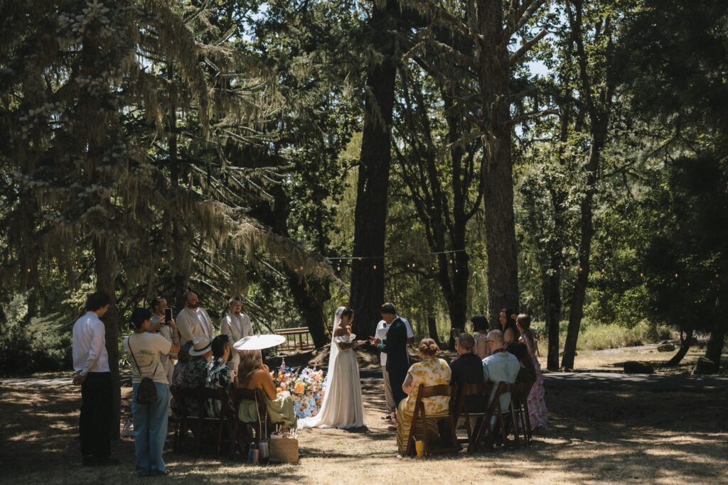 Emotional wedding vows exchanged at Oregon intimate wedding with Levi’s dad officiating