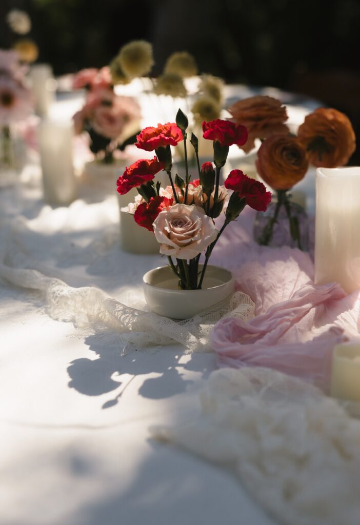 Thrifted wedding decor styled by bride Kelsey for sustainable Oregon intimate wedding