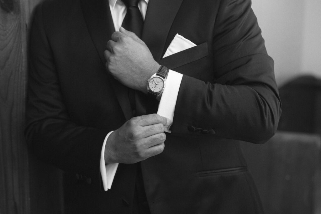 Groom getting ready in The Griffin’s den