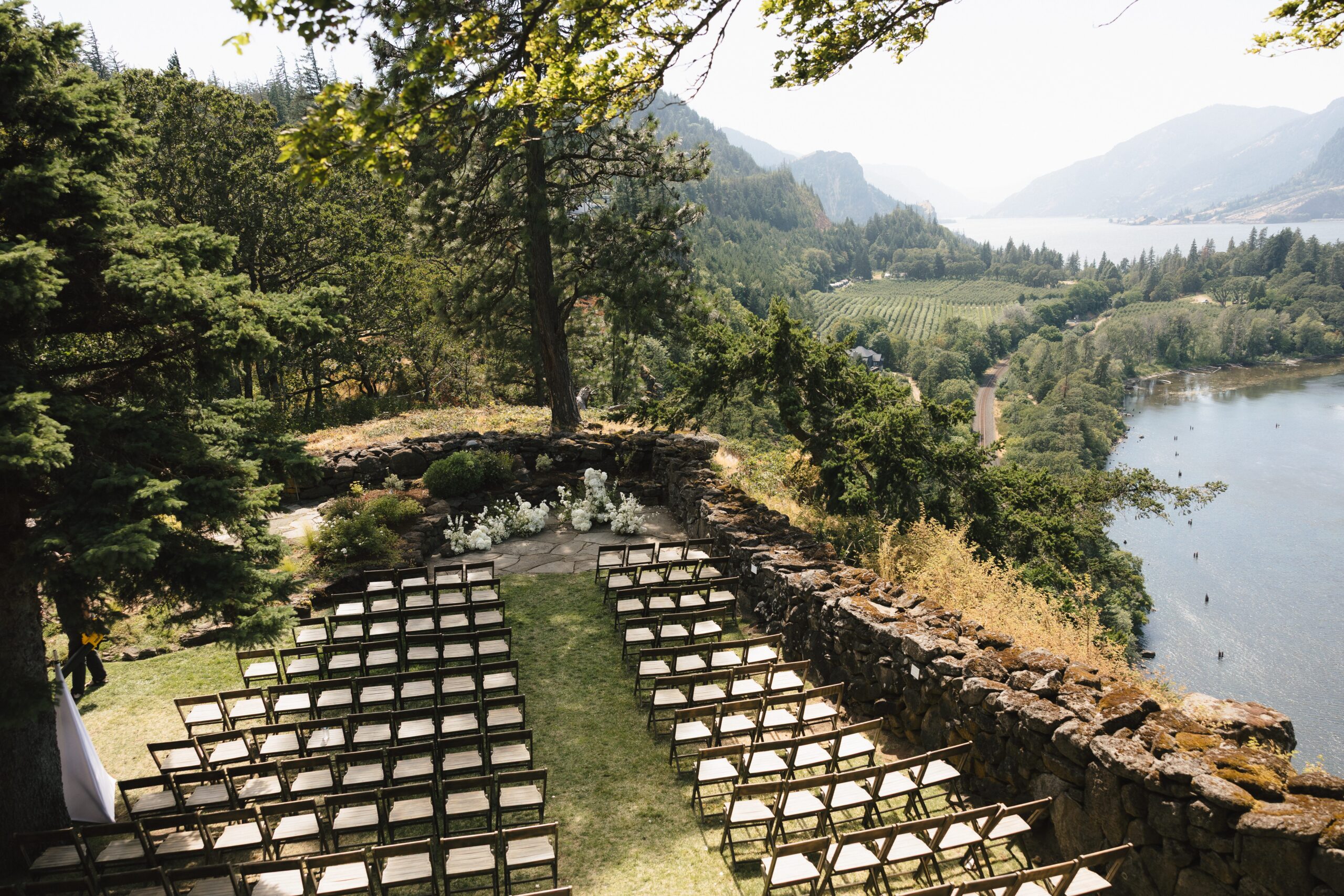 Golden-hour ceremony with sweeping Gorge views at The Griffin House wedding