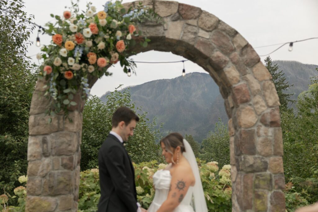 Couple shares a moment together at their Cape Horn Estate wedding