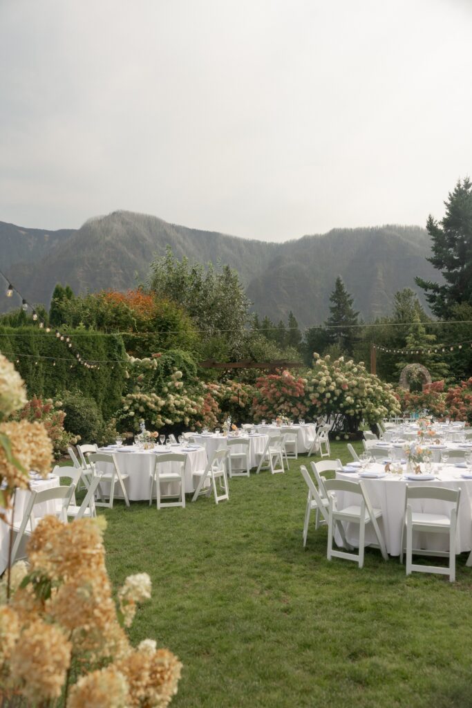 A garden party wedding vibe for the reception area at Cape Horn Estate