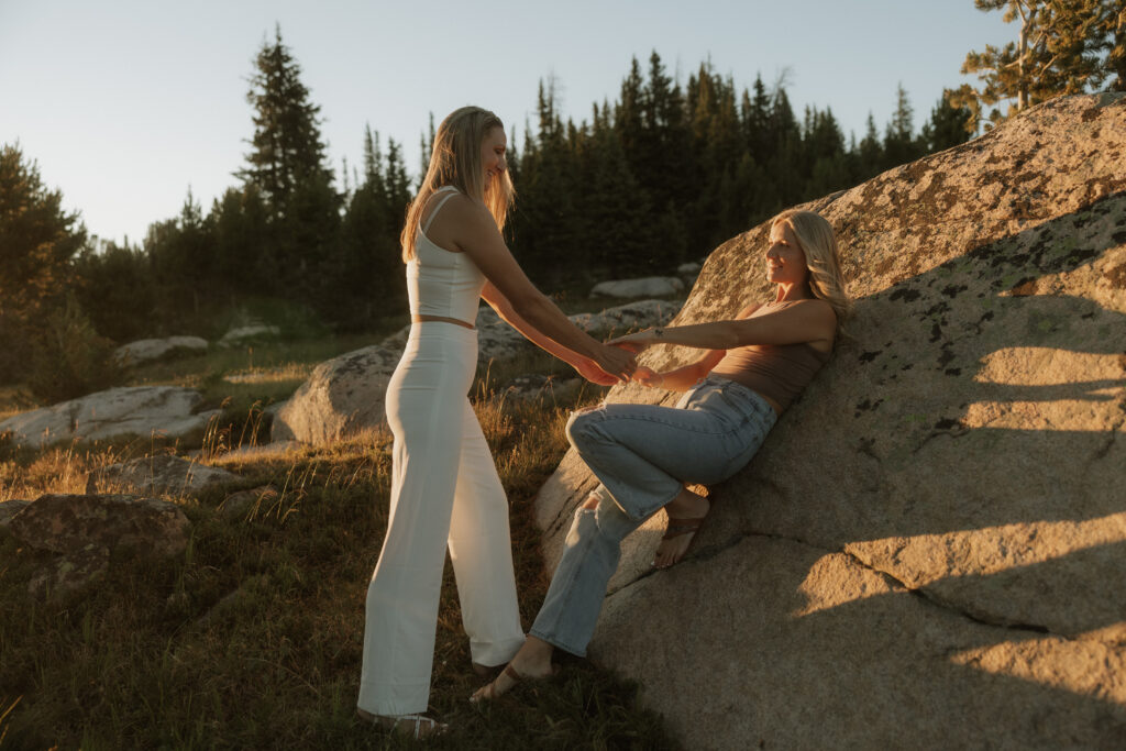 Romantic and adventurous engagement photos in Cody, Wyoming.